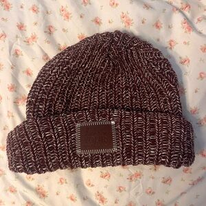 Love Your Melon Chunky Knit Purple and White Beanie